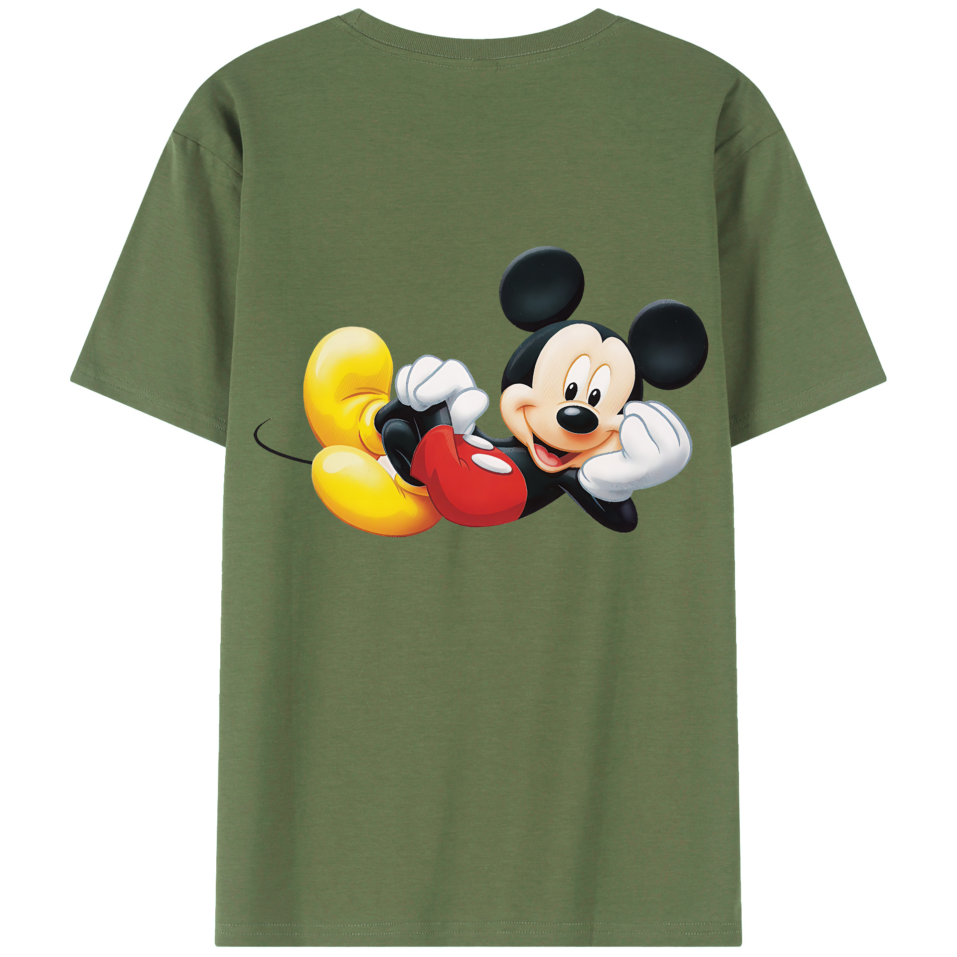（画像用） ミッキーマウス Mickey Mouse 綿100％ メンズ半袖Tシャツ（バックプリント） 通気性